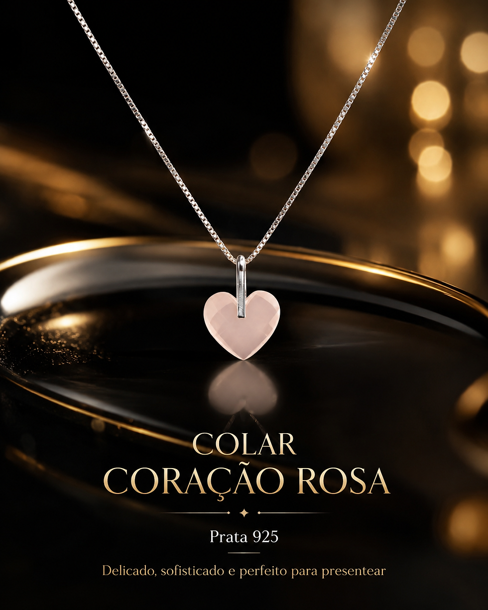 Miniatura: Colar Coração Rosa em Prata 925