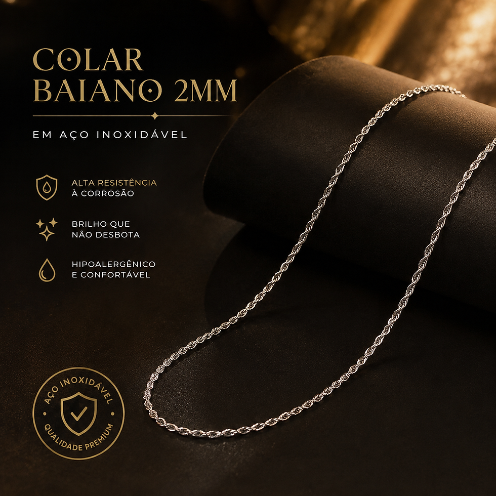 Miniatura: Colar Baiano 2mm em Aço Inoxidáve