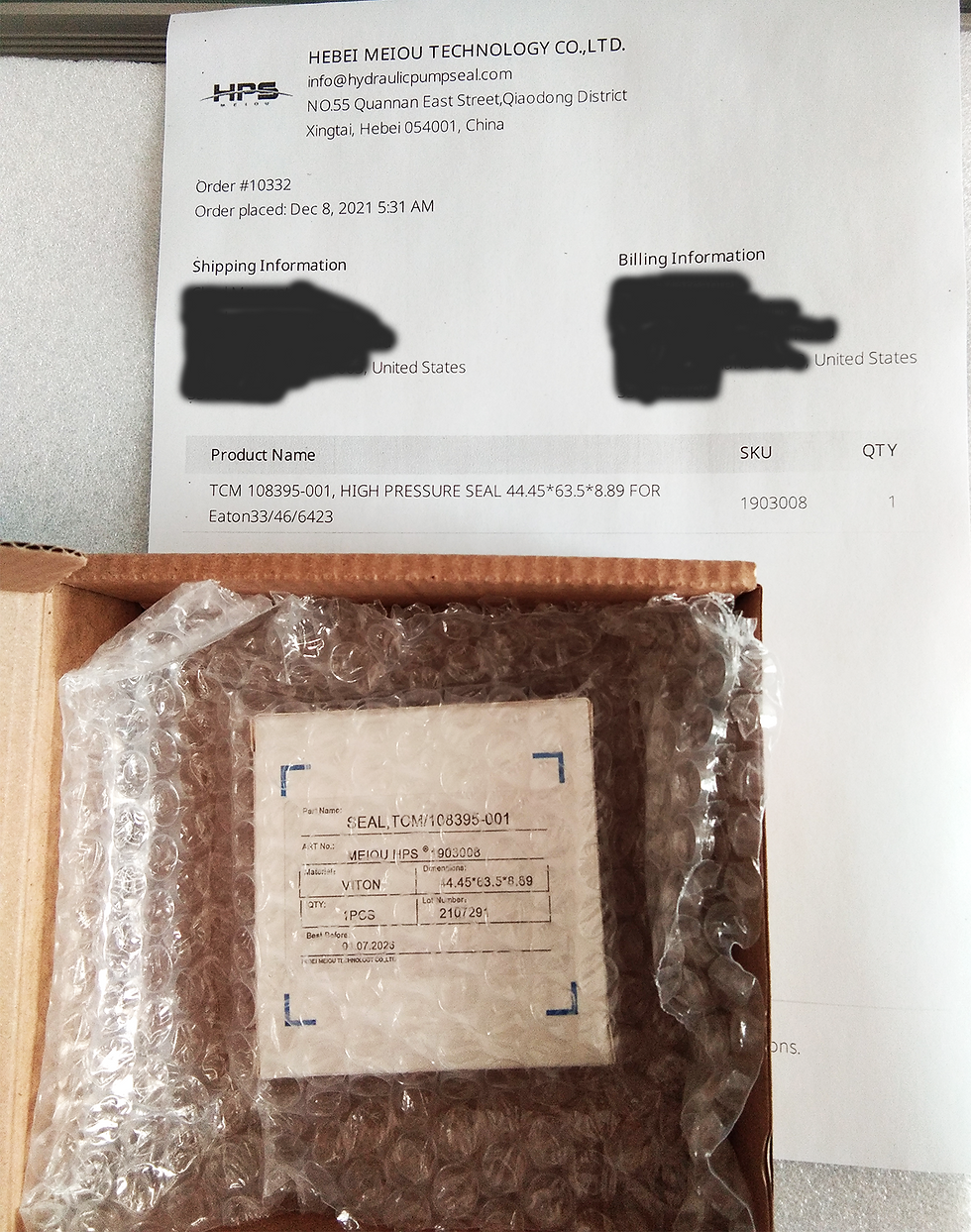 replacement 108395-001 seal for EATON PUMP