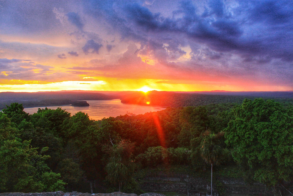 Sunset at Yaxha