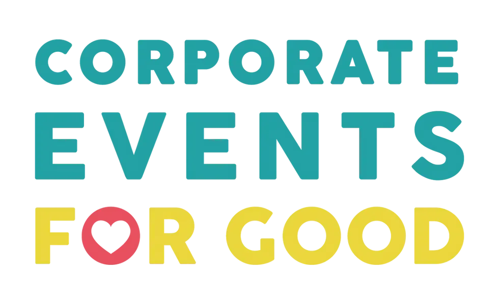 Corporate Events for Good logo featuring a heart icon.