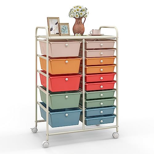 Giantex 15-Drawer Rolling Storage Cart