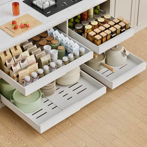 PAKETA Expandable Pull-Out Cabinet Organizers, 4-Pack