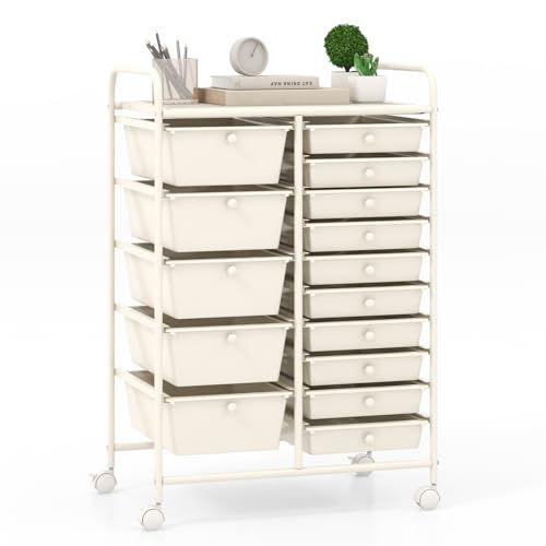 Giantex 15-Drawer Rolling Storage Cart