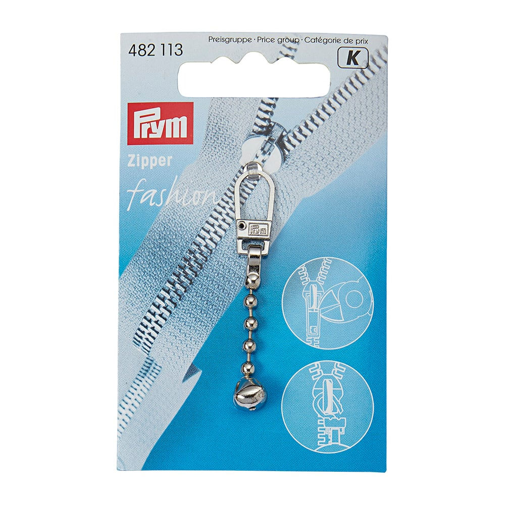 Prym Zip Puller Glidelåstrekker 1stk – Ball chain – Sølv