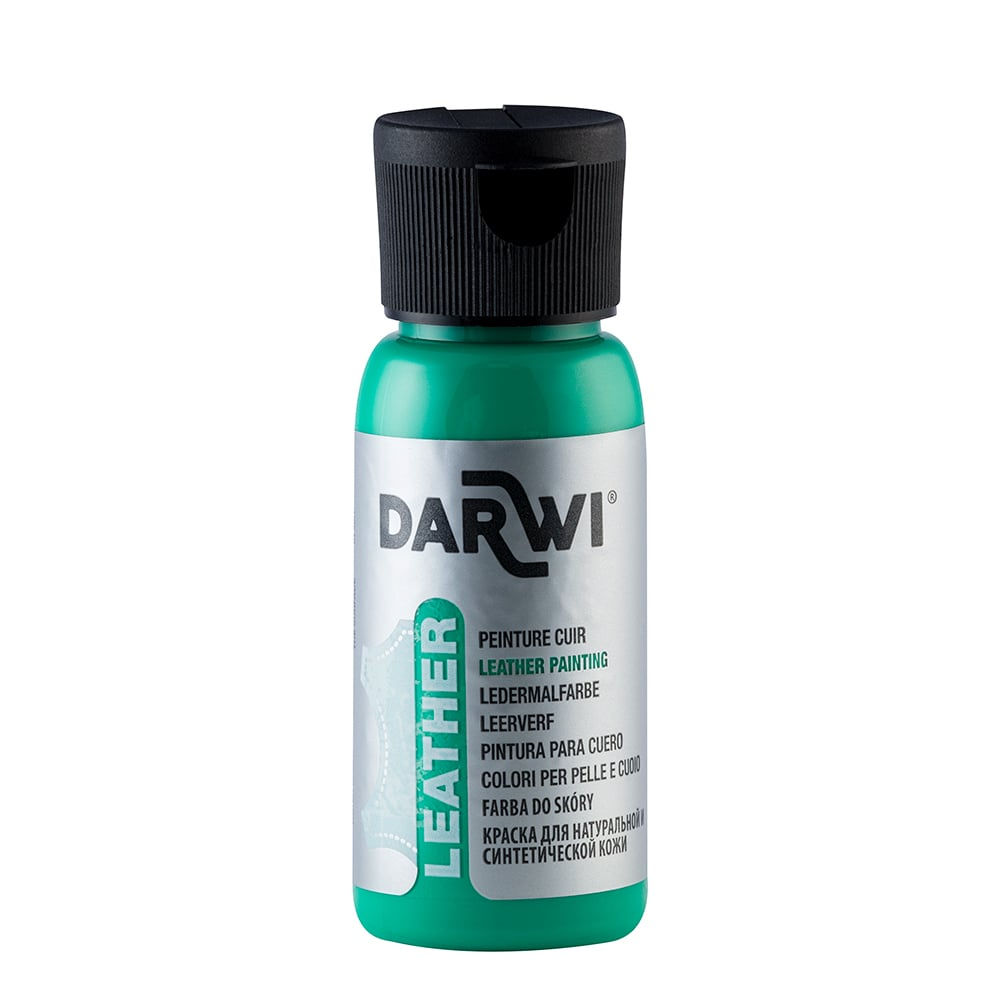 Darwi Leather Lærmaling – 50ml –626 Fir Green Dekkende farge til ekte og synteti