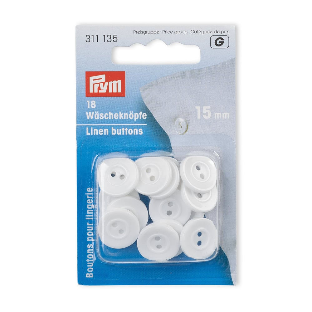 Prym Knapper 15mm 18stk – Hvit
