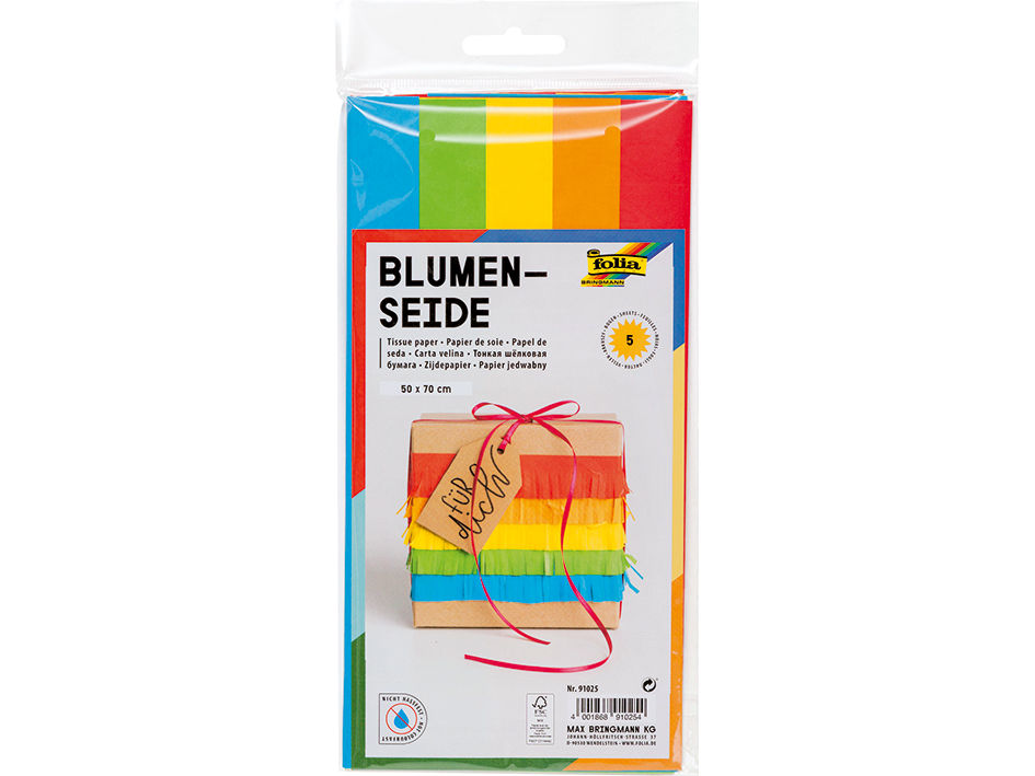 Folia Silkepapir 20g 50x70cm 5ark – Assorterte farger