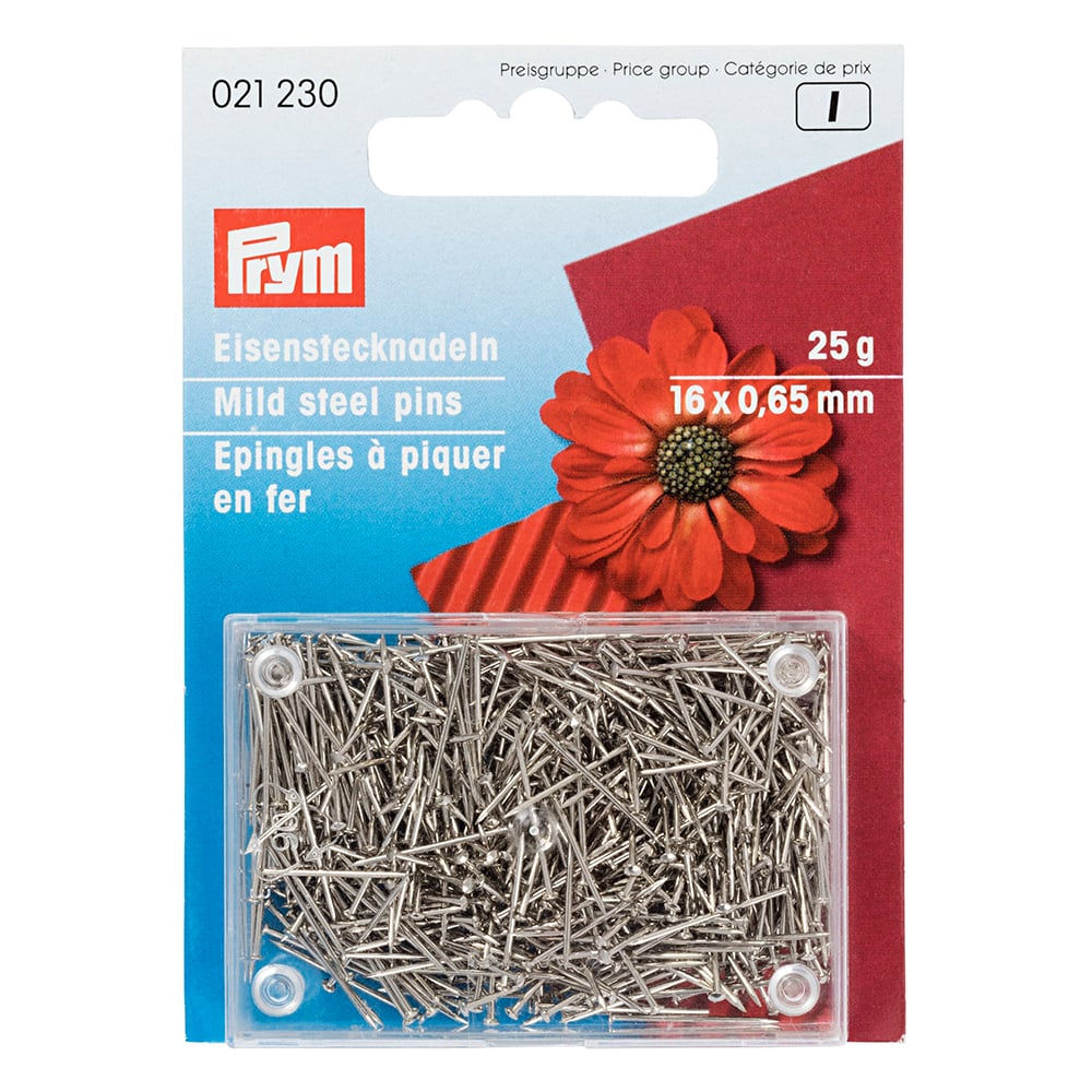 Prym Knappenåler mykt stål 25g – 0,65x16mm – Sølv