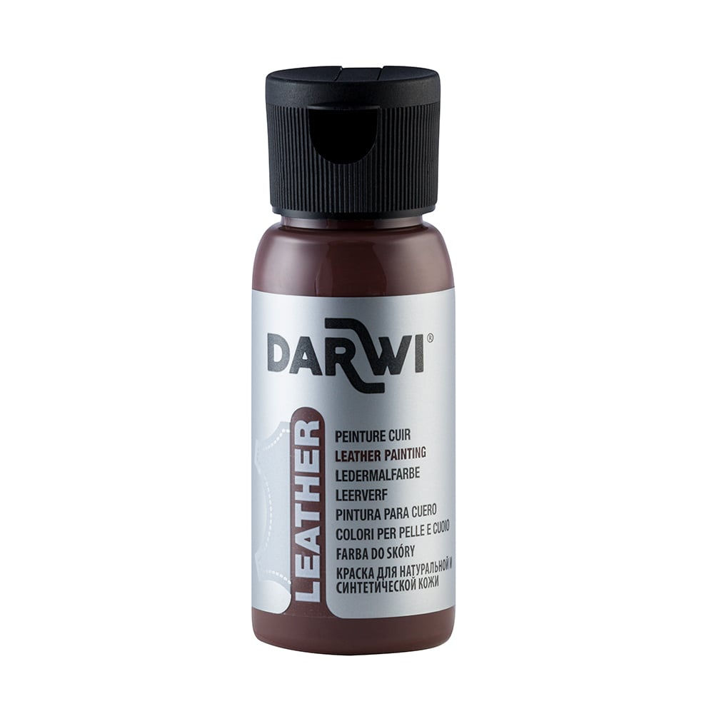 Darwi Leather Lærmaling – 50ml –810 Brown Dekkende farge til ekte og syntetisk