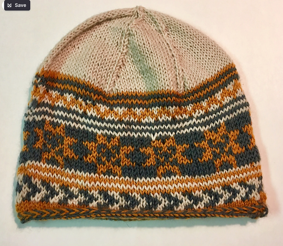 Detailed swatch of colors and textures in stranded knitting