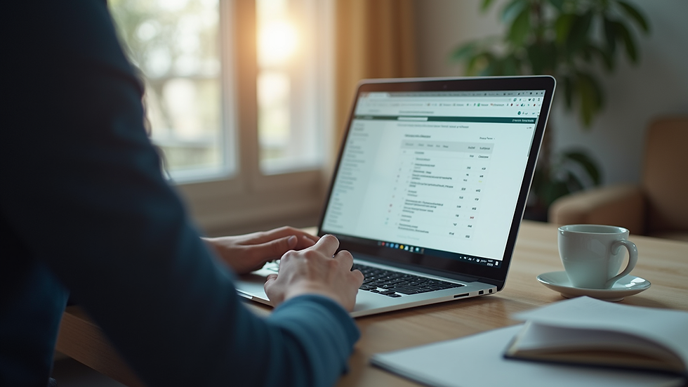 Eye-level view of a person comparing insurance quotes on a laptop