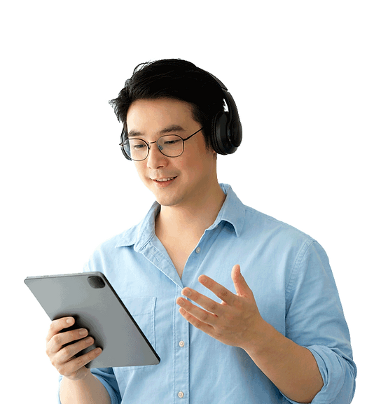 Man checking his device for options anf financial guidance from experts.