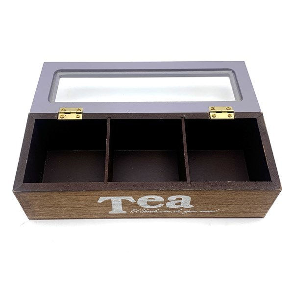Miniatura: Caja de té 3 divisiones Wood