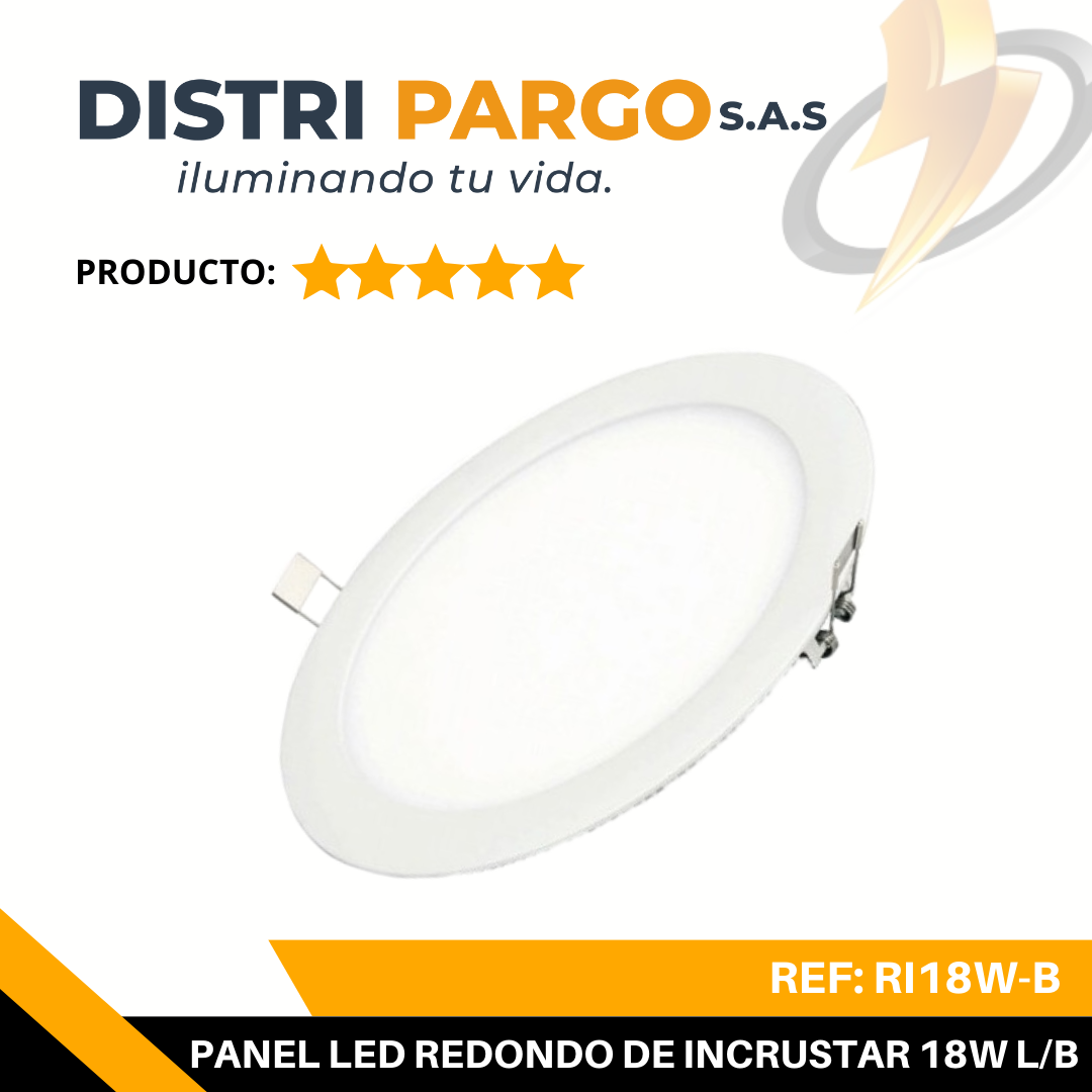 PANEL LED REDONDO DE INCRUSTAR DE 18W L/B