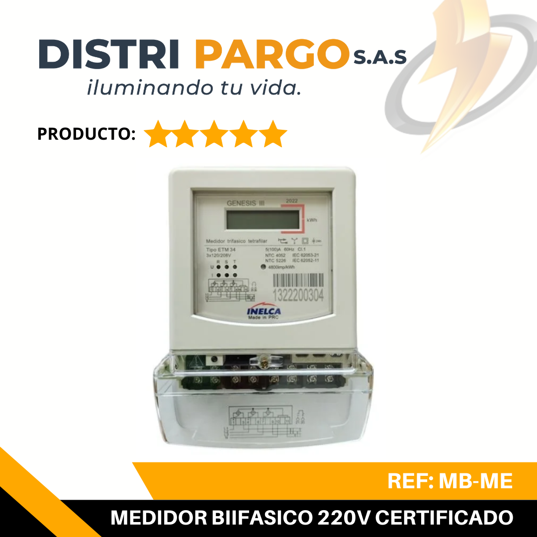 CONTADOR - MEDIDOR BIFASICO 120/208V 5-100AMP GENESIS II ACTIVA CALIBRADO INELCA