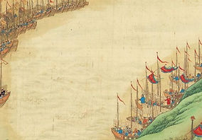 「大嶼山圍剿海盜」 紅衣女人相傳是鄭一嫂 《靖海全圖》 （Google 藝術與文化 香港海事博物館 截圖）