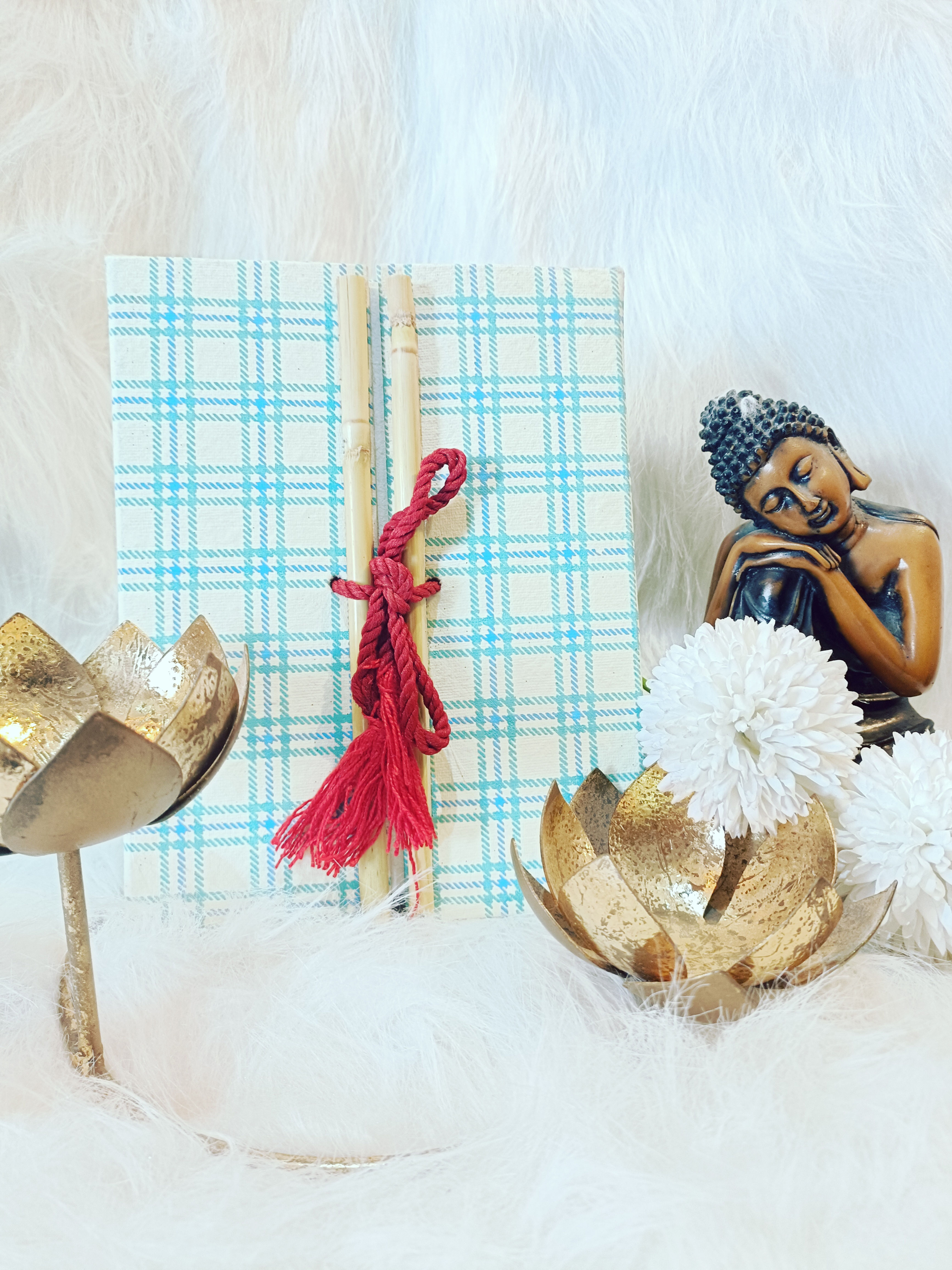 Check mate blue handmade paper Diary