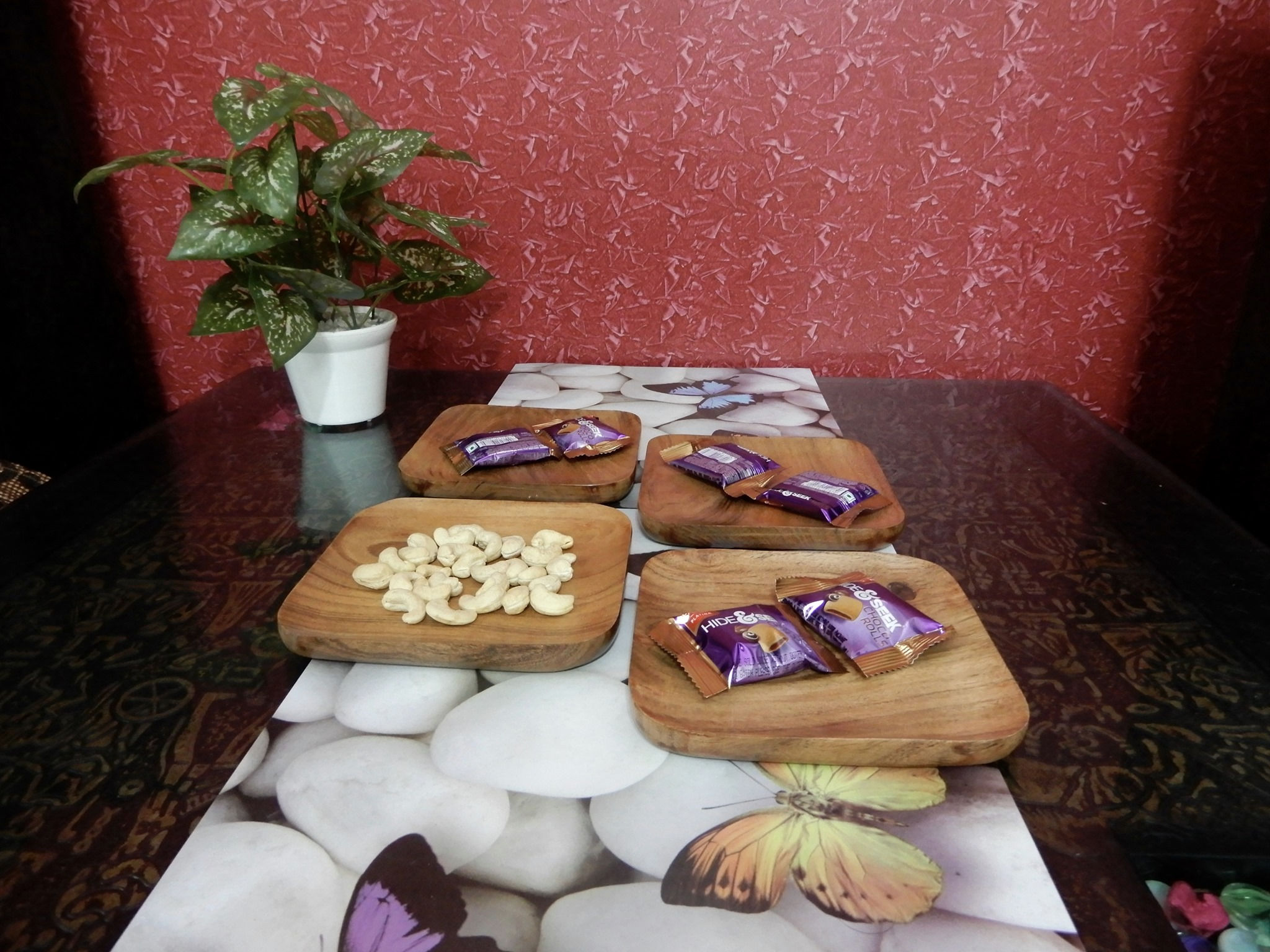 Wooden Square serving Plates set of 4