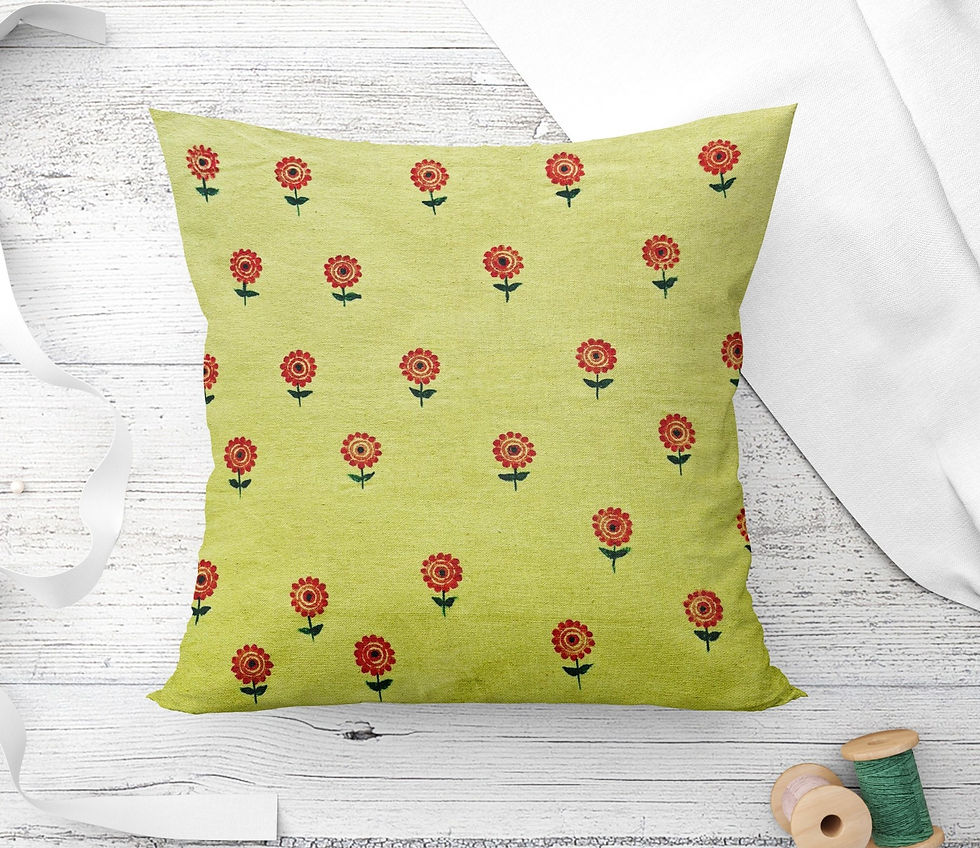 Cushion Cover Red tulip with Block Painting Cotton Fabric Pillow cover