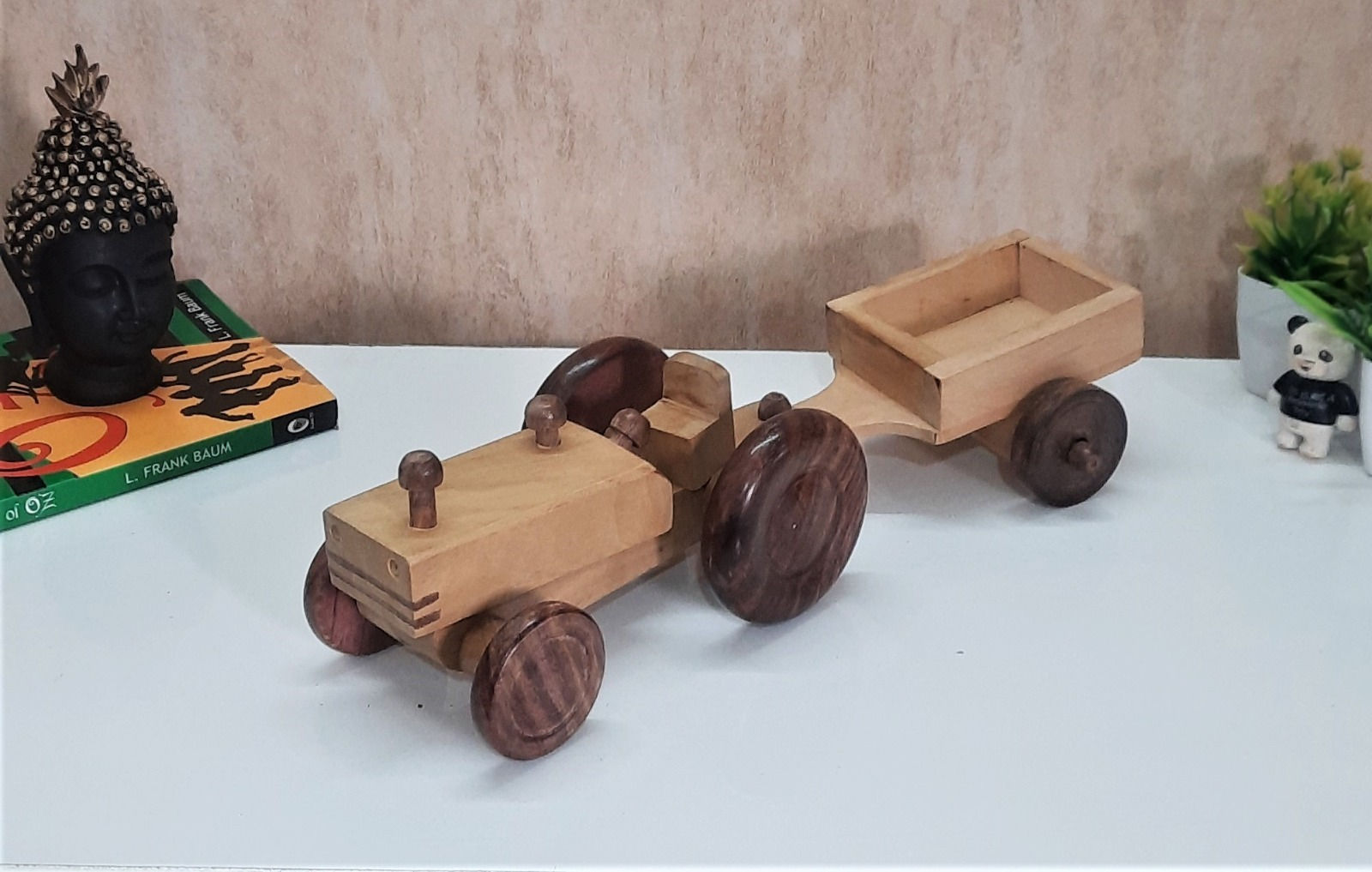 Wooden Tractor Toy hand crafted in India made up of medicinal wood