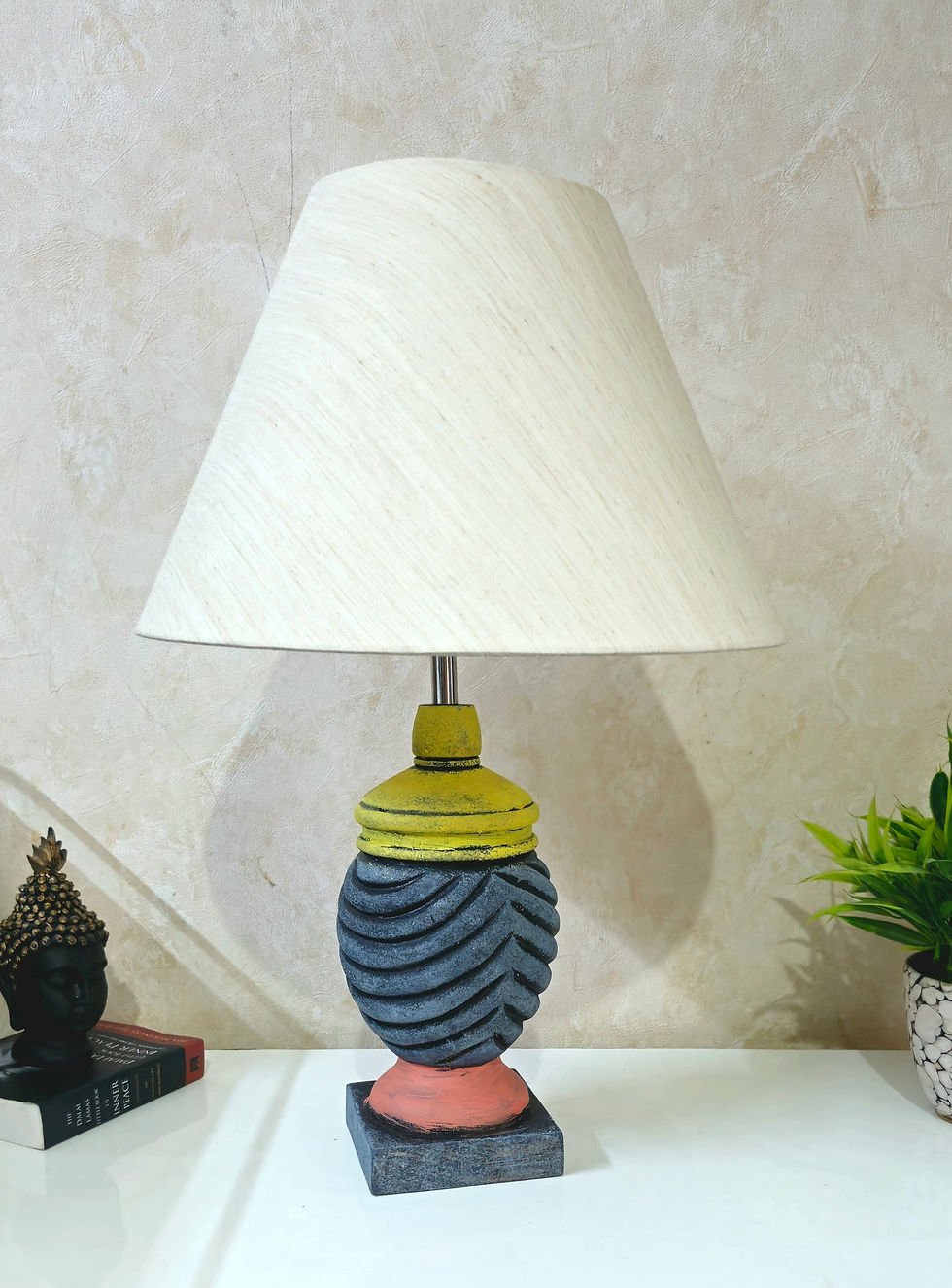Thumbnail: Lamp with Wings Multi Colour hand carved Hand Painted