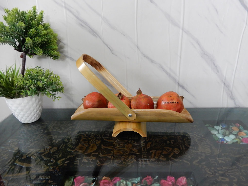 Thumbnail: Handmade Bamboo Fruit basket with Folding Handle