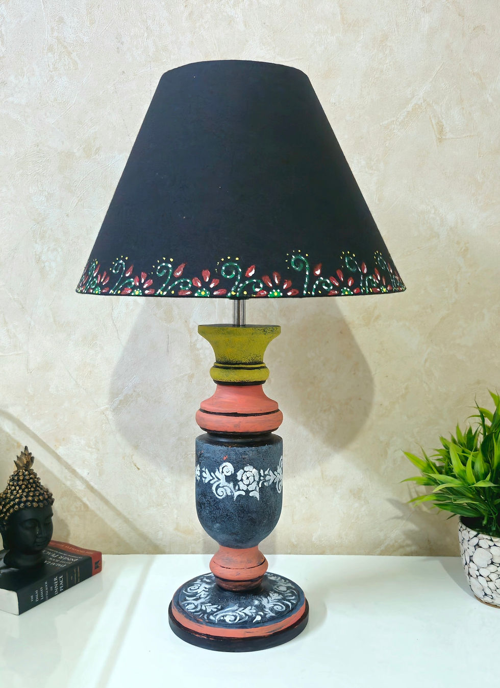Thumbnail: Rajwada Pillar Table Lamp Wooden hand carved