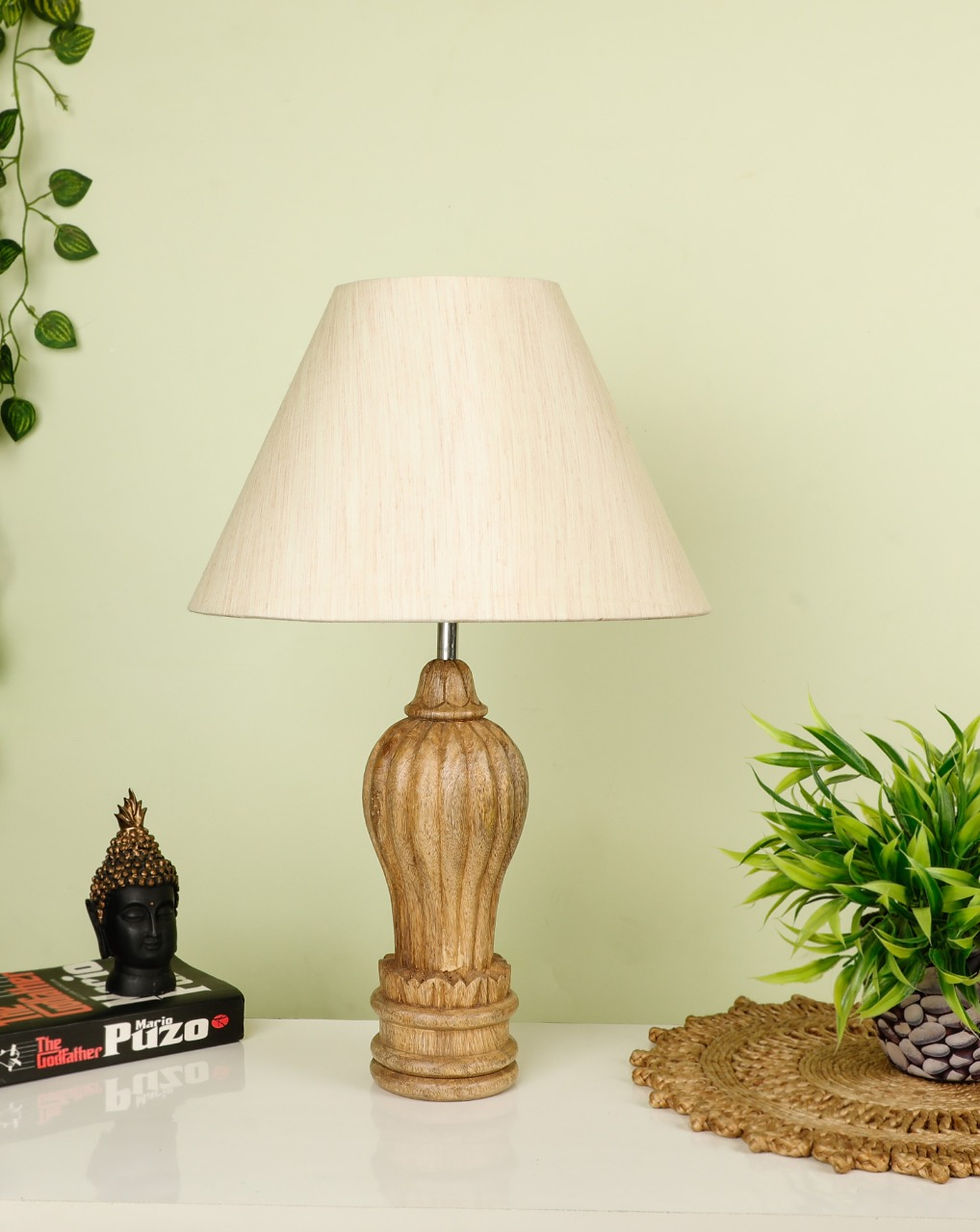 Thumbnail: Lamp Gada Pattern hand carved on premium wood (Natural Color)