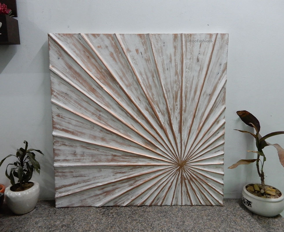 Thumbnail: Wall Panel 24 inch Wall hanging Wooden Carving Wall Panel (RusticWhiteCopper))