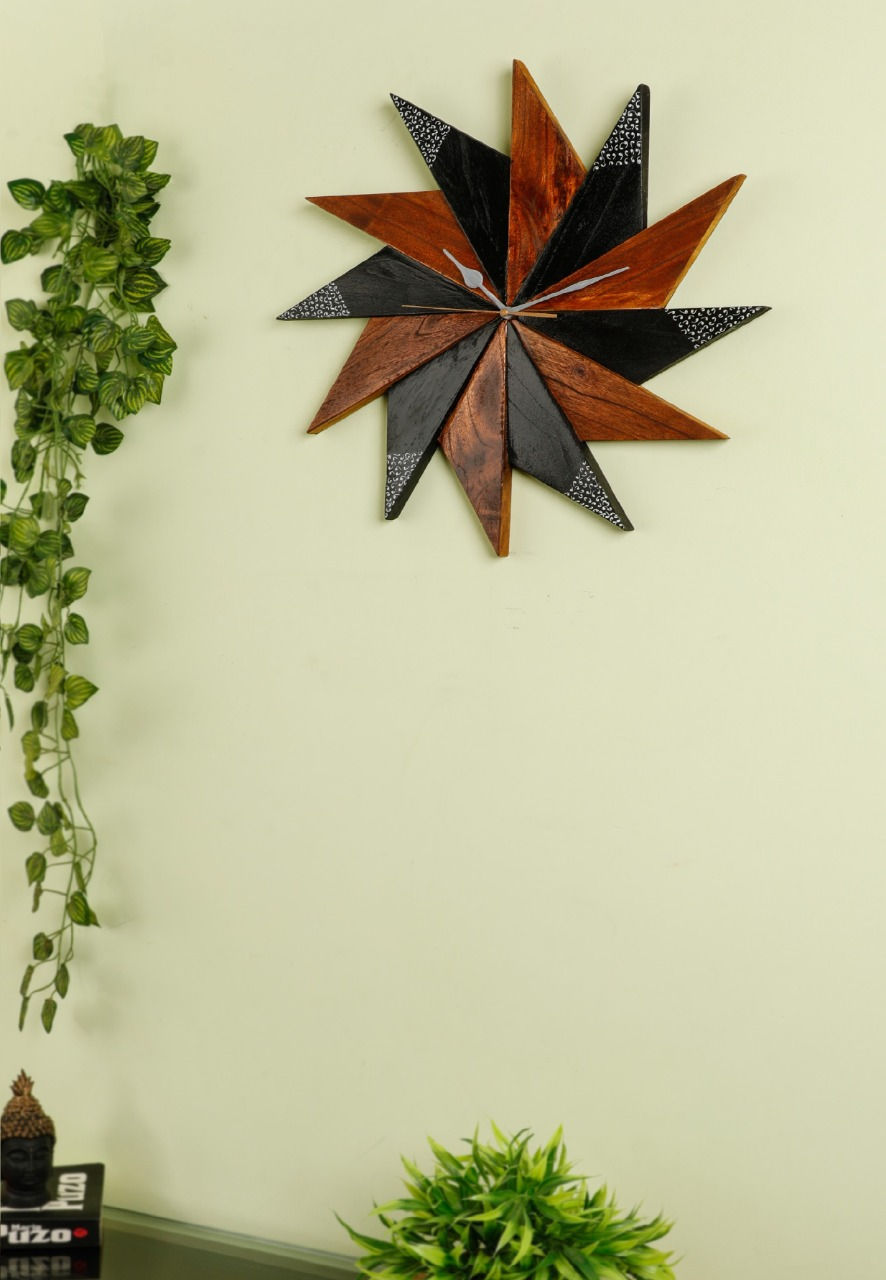 Thumbnail: Wall Clock unique pattern With Mandala art Acasia Wood, handicraft
