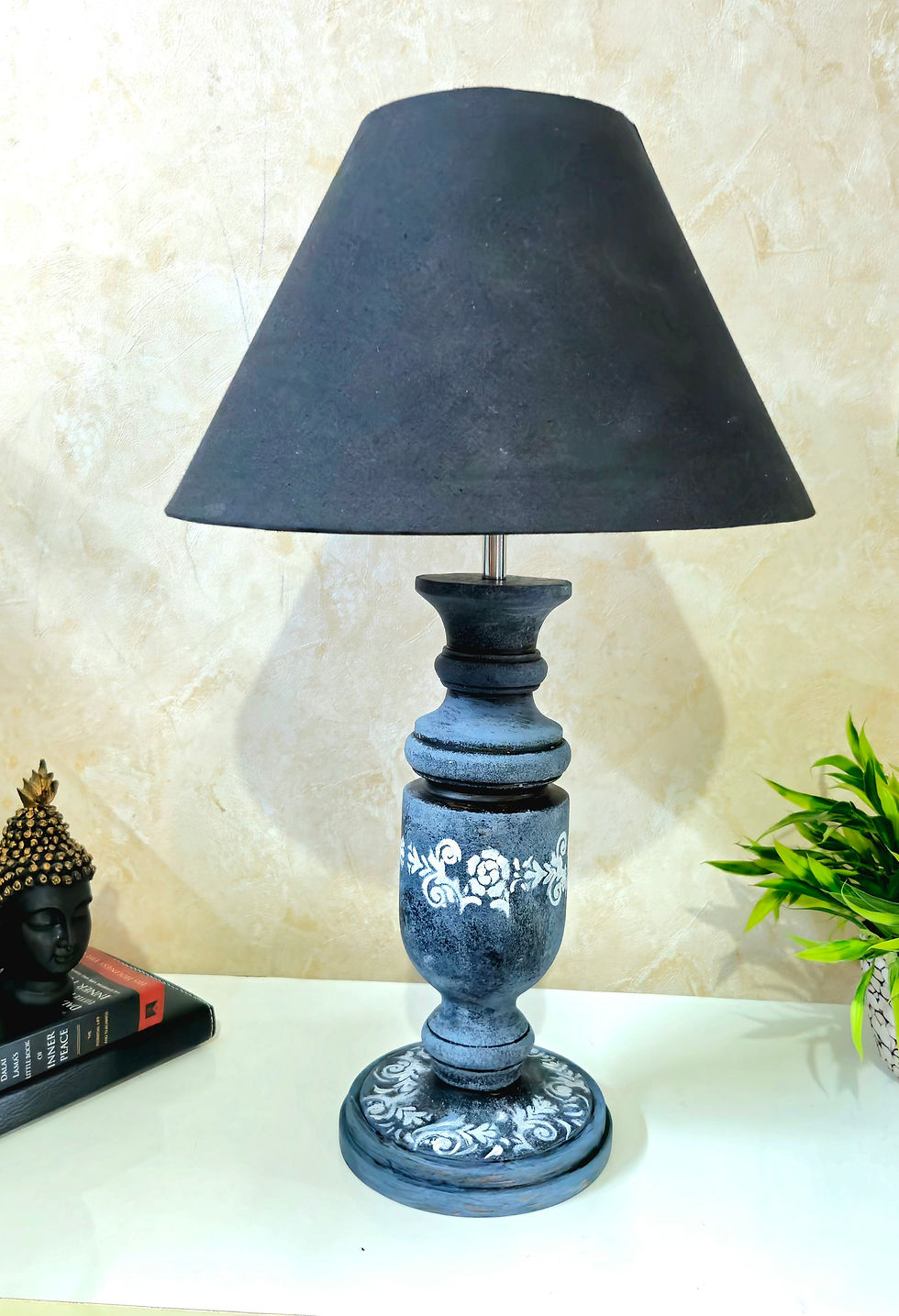 Thumbnail: Lamp with Rajsi style hand carved stone finish hand painted