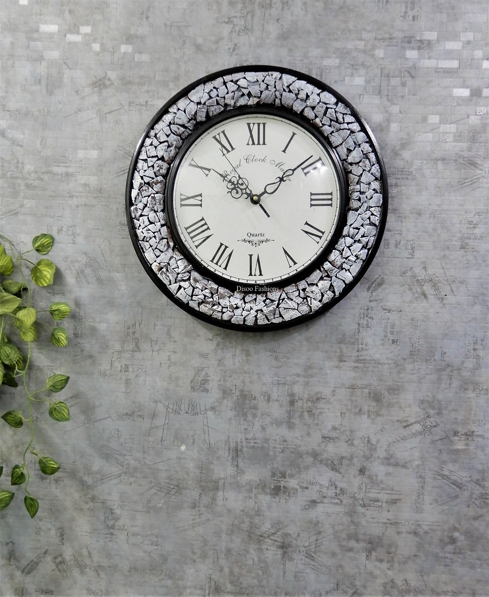 Thumbnail: Wall Clock _Coconut Wall Decor, Vintage Polish White n Brownish Shade