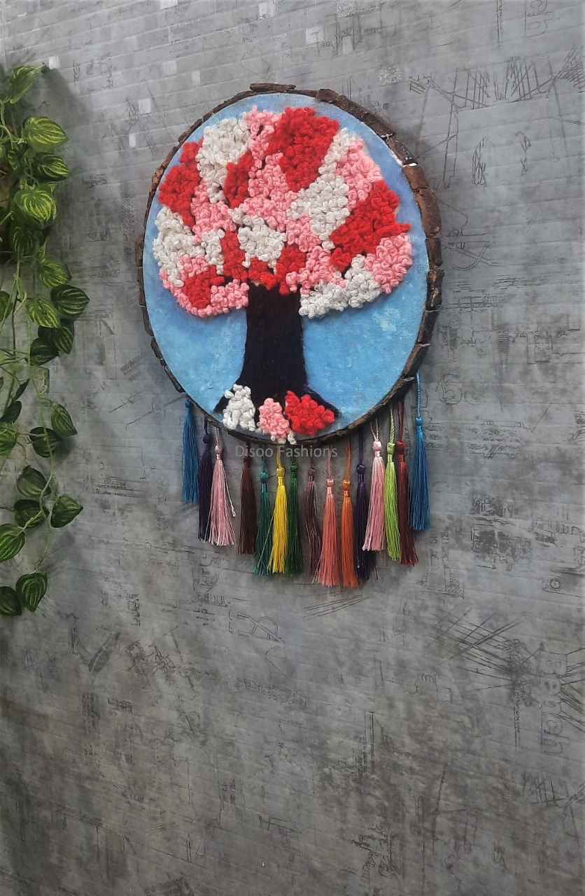 Thumbnail: WallArt Traditional hand knitting skills fusion on wooden panel (10inch)