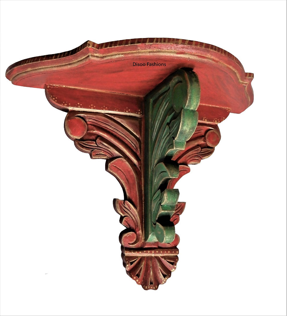 Thumbnail: Wooden Wall Shelf - Vintage Shelf with Wings Red & Green