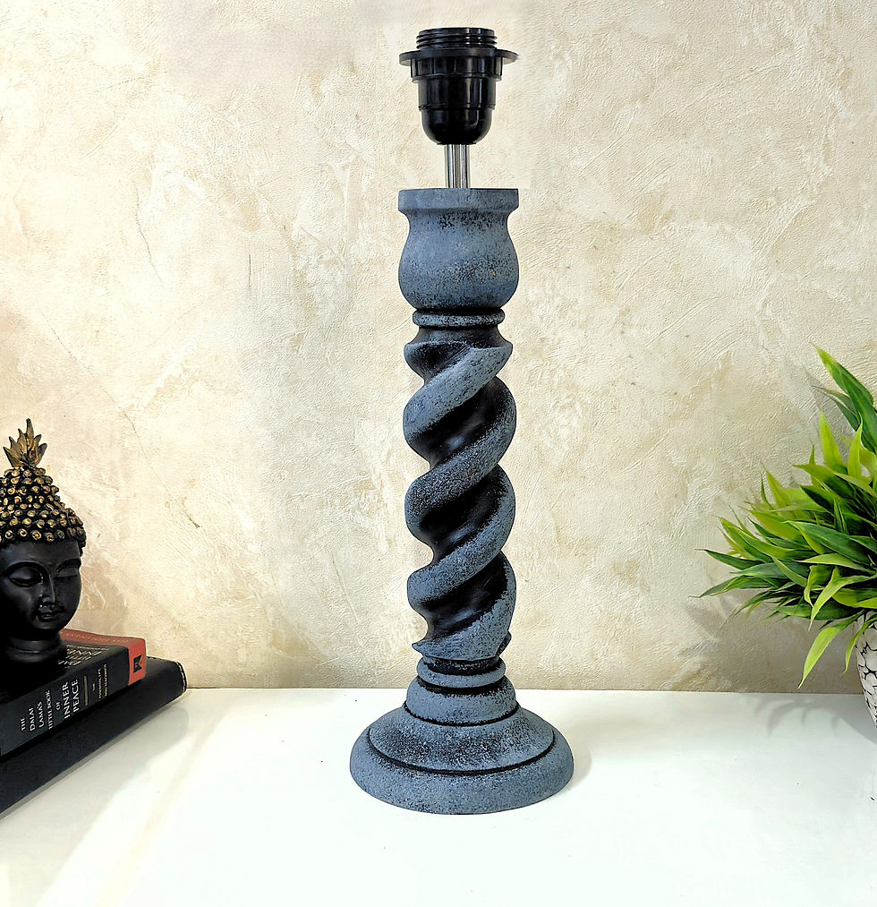 Thumbnail: Lamp with Rope pattern hand carved hand painted Stone finish Art work