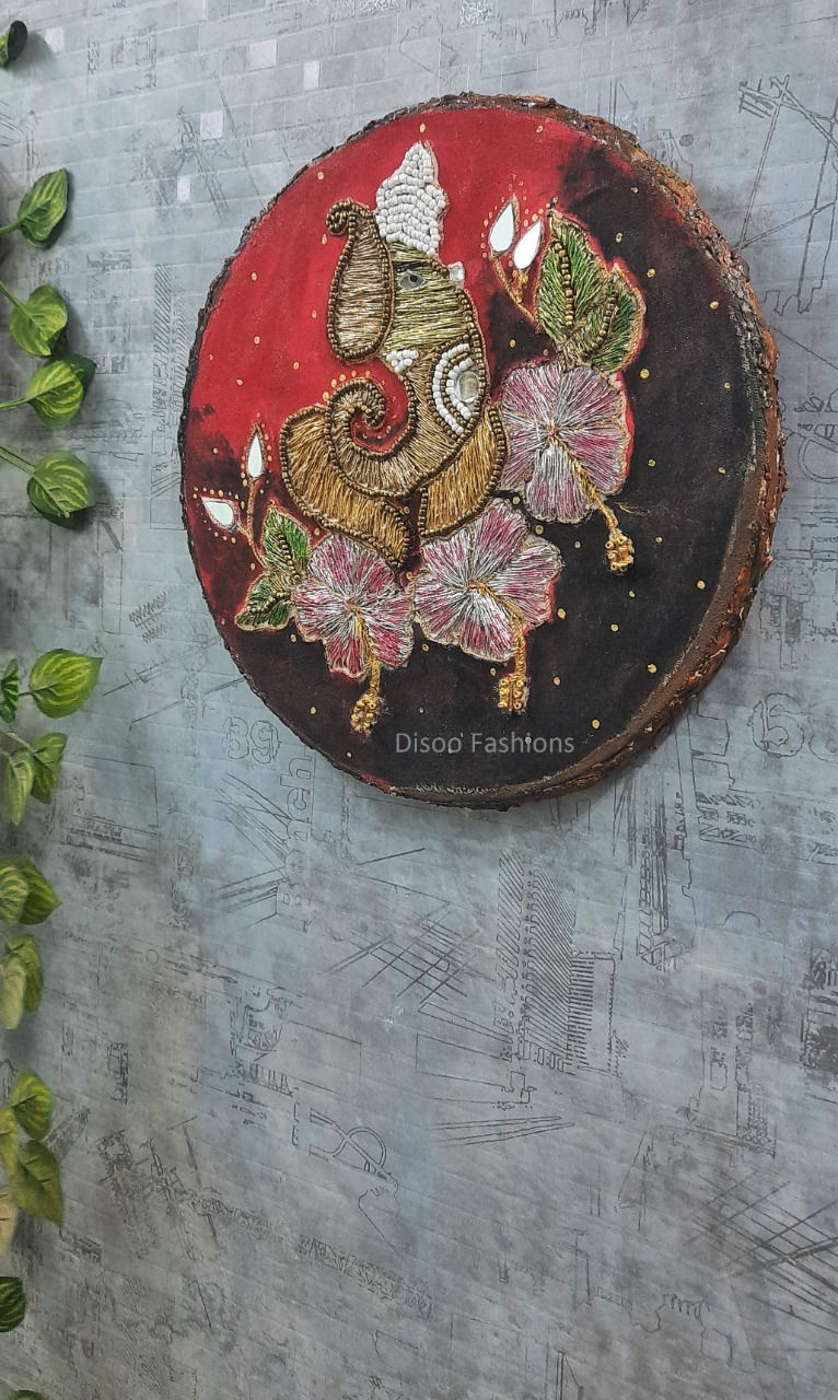 Thumbnail: WallArt Zardosi 16thCentury Art replica Handknitted Wooden Panel (10inch)