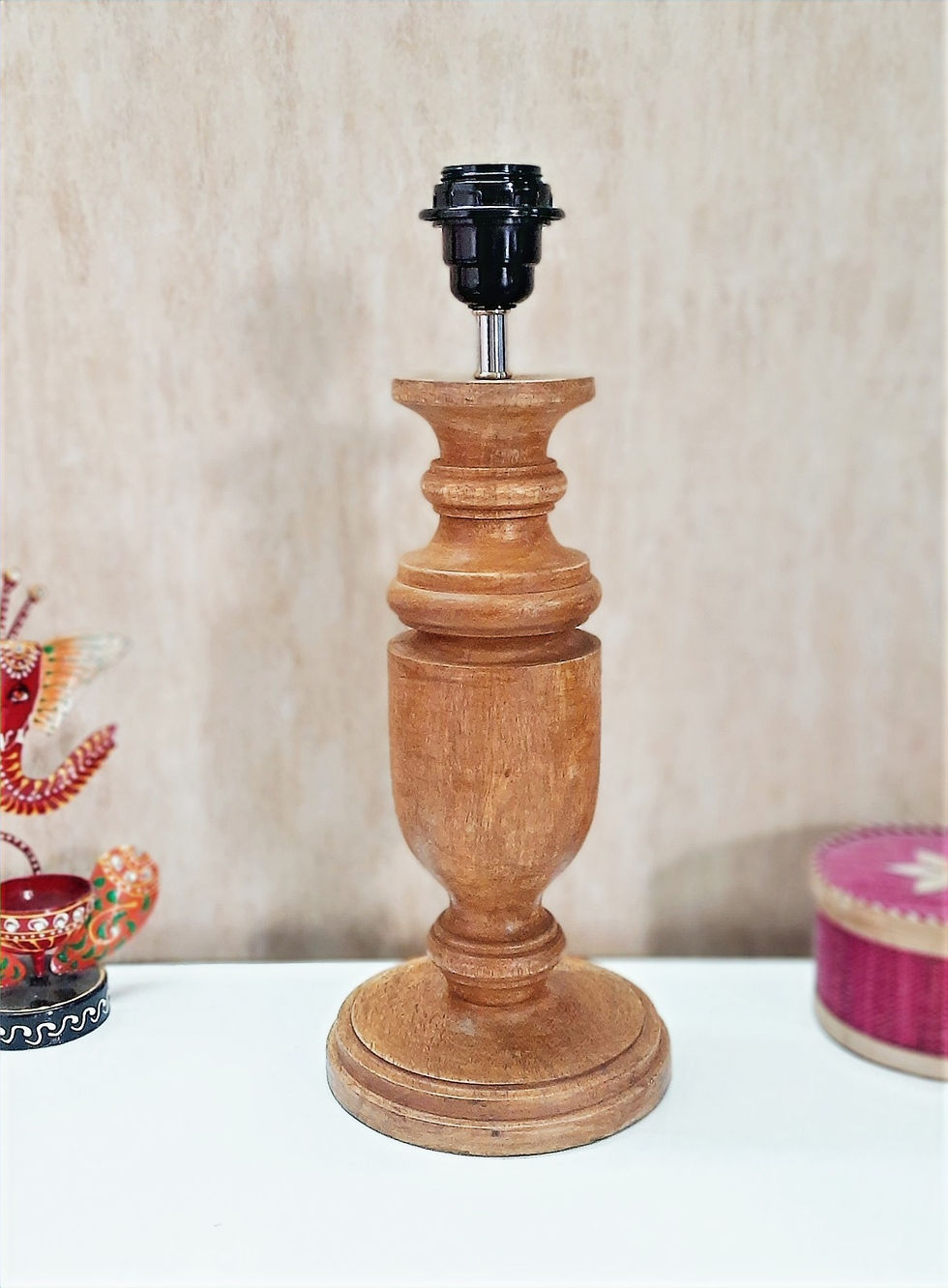 Thumbnail: Table Lamp in trophy style made from premium wood hand carved pattern