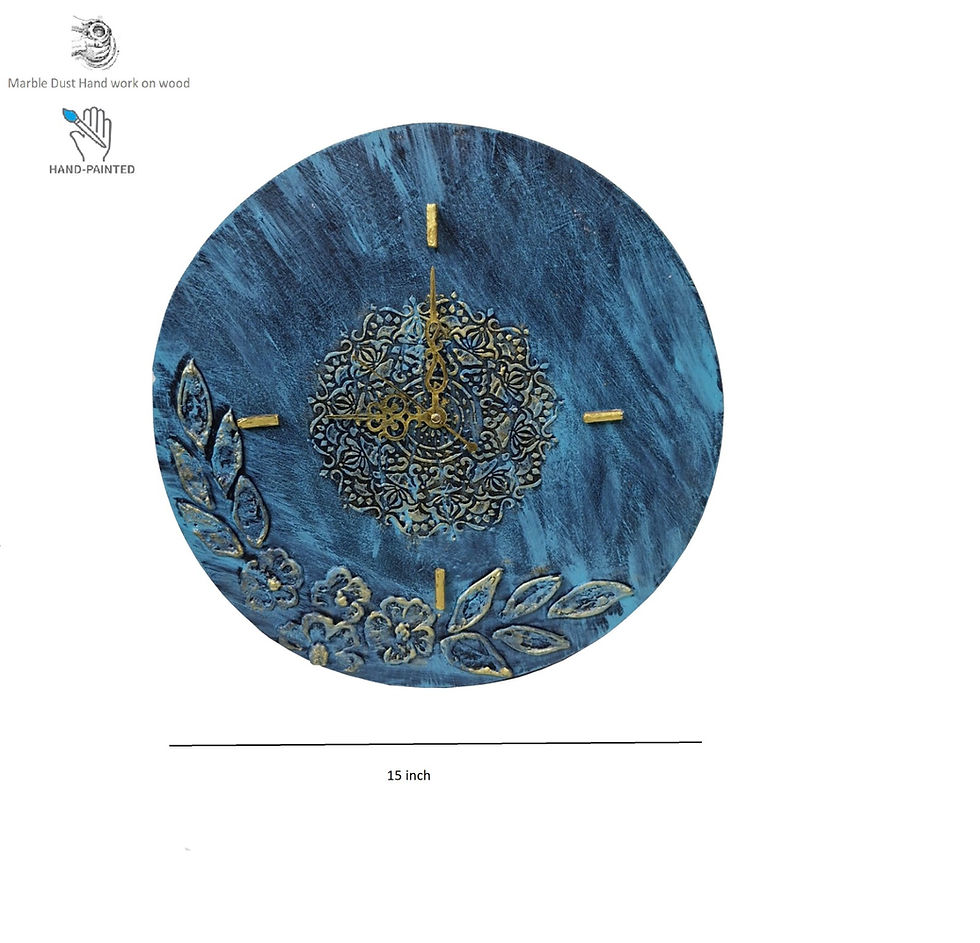 Thumbnail: Wall Clock with Handmade Marble Art Work Metallic Appearance by Marble art