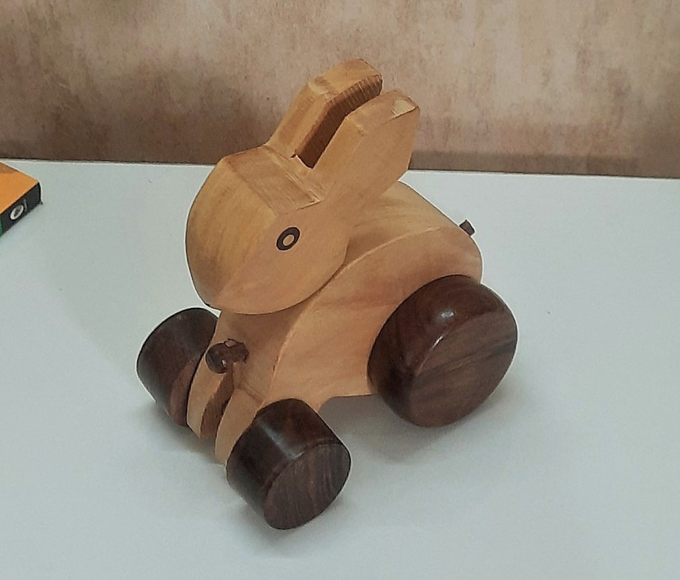 Thumbnail: Wooden Toy Rabbit hand crafted in India made up of medicinal wood