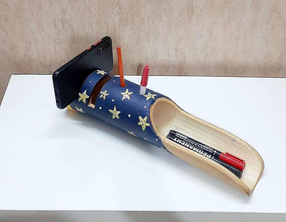 Kids Decor birthday gifting Handmade Bamboo Desk Organiser Mobile Holder