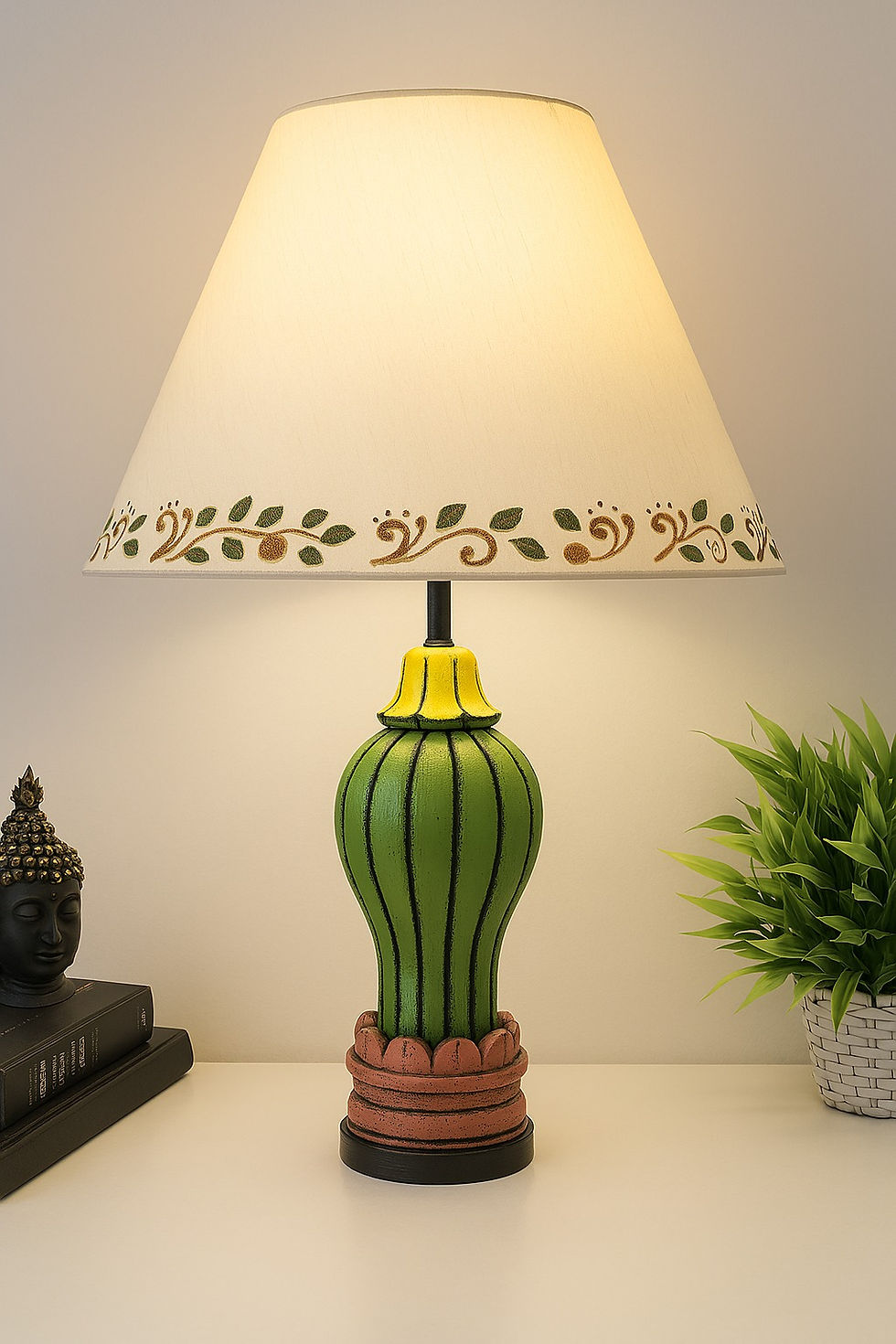 Thumbnail: Lamp Shravan Hand carved hand painted multi color