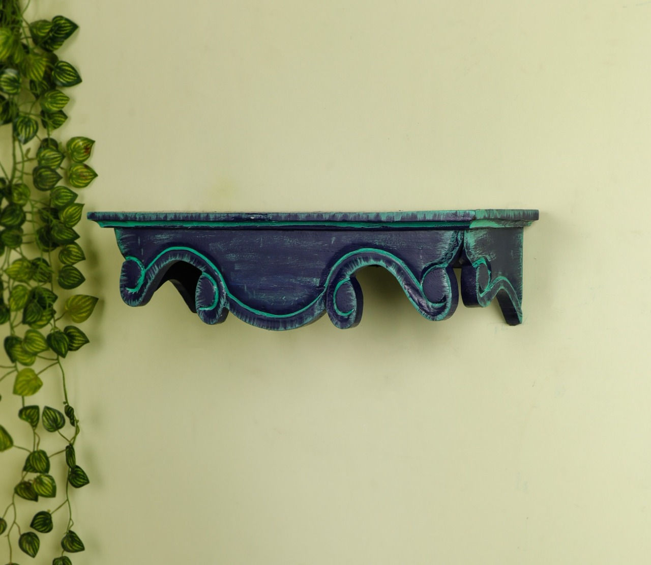Wall Shelf - Pooja Shelf Blue Green Color