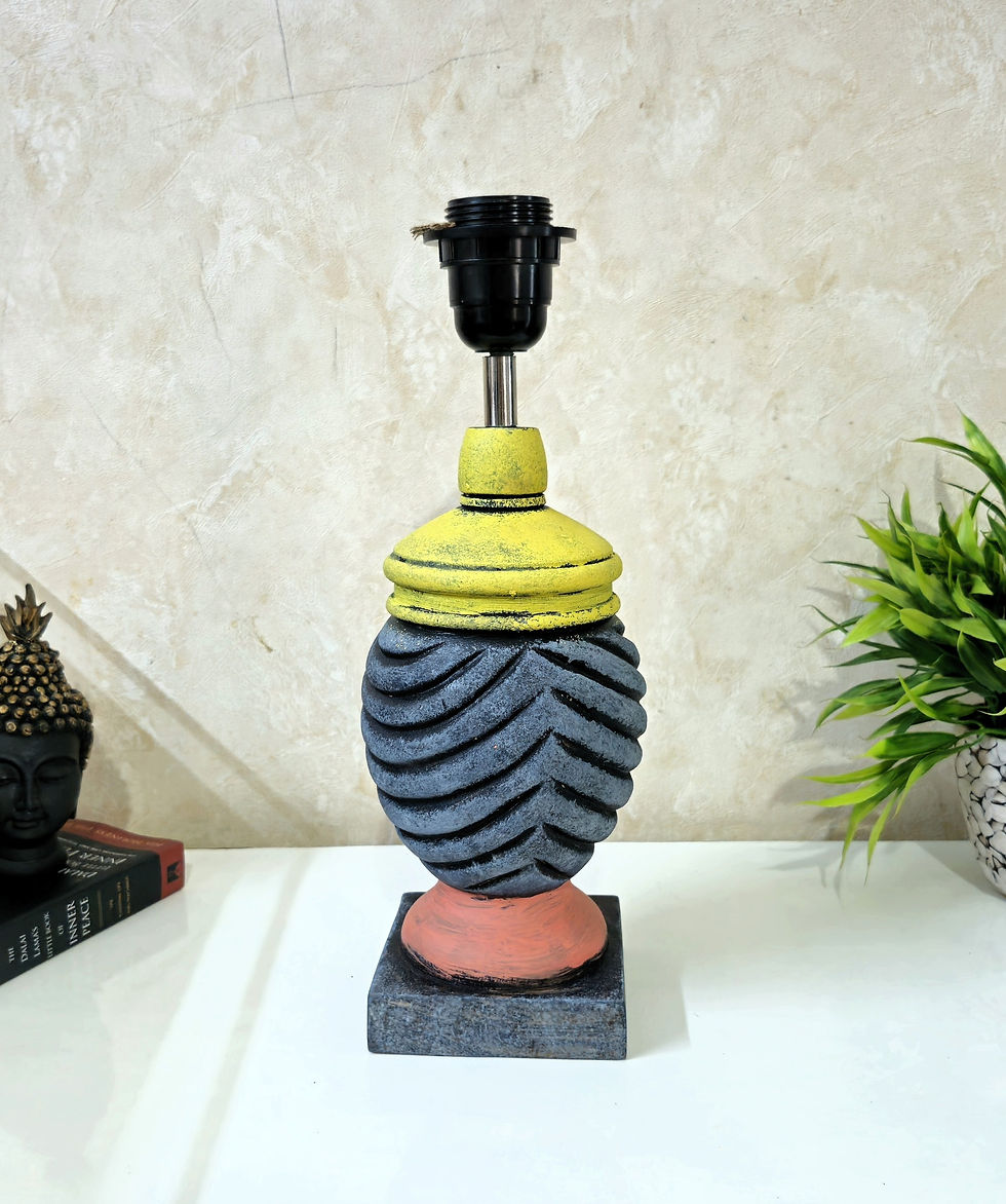 Thumbnail: Lamp with Wings Multi Colour hand carved Hand Painted