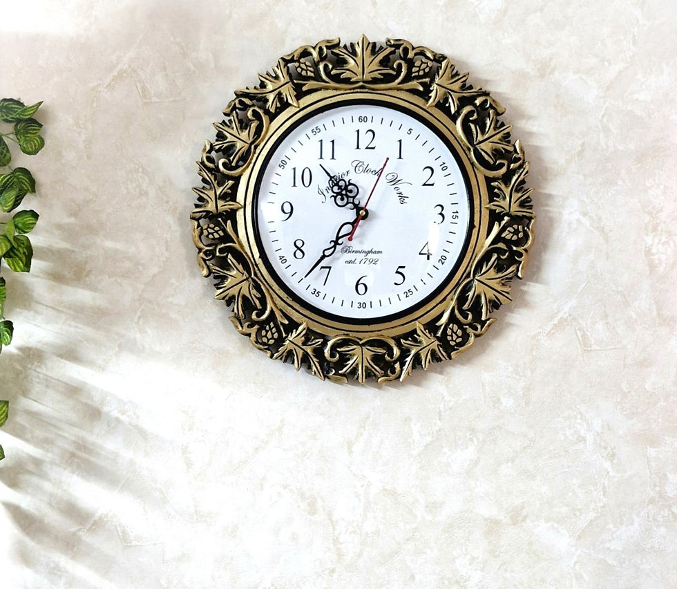 Thumbnail: Wall Clock with full house carved pattern Indian Numbers