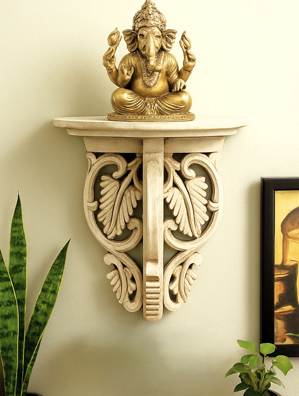 Wall Shelf for Pooja Home decor OffWhite color