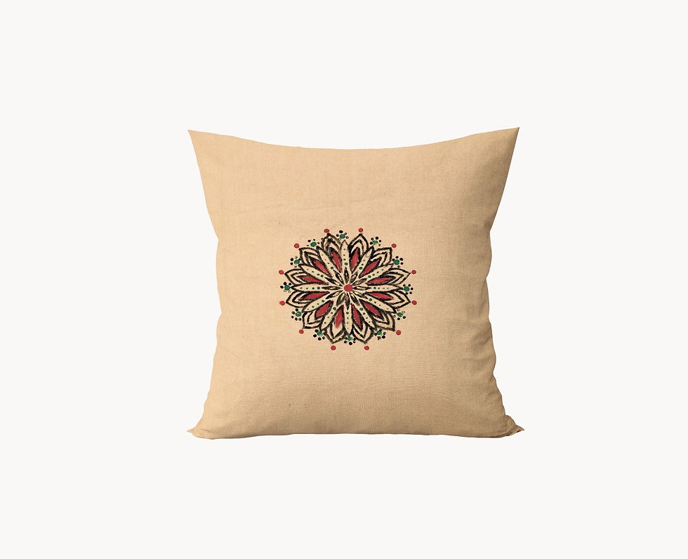 Thumbnail: Cushion Cover Cotton Fabric Pillow cover with hand painting Mandala Art