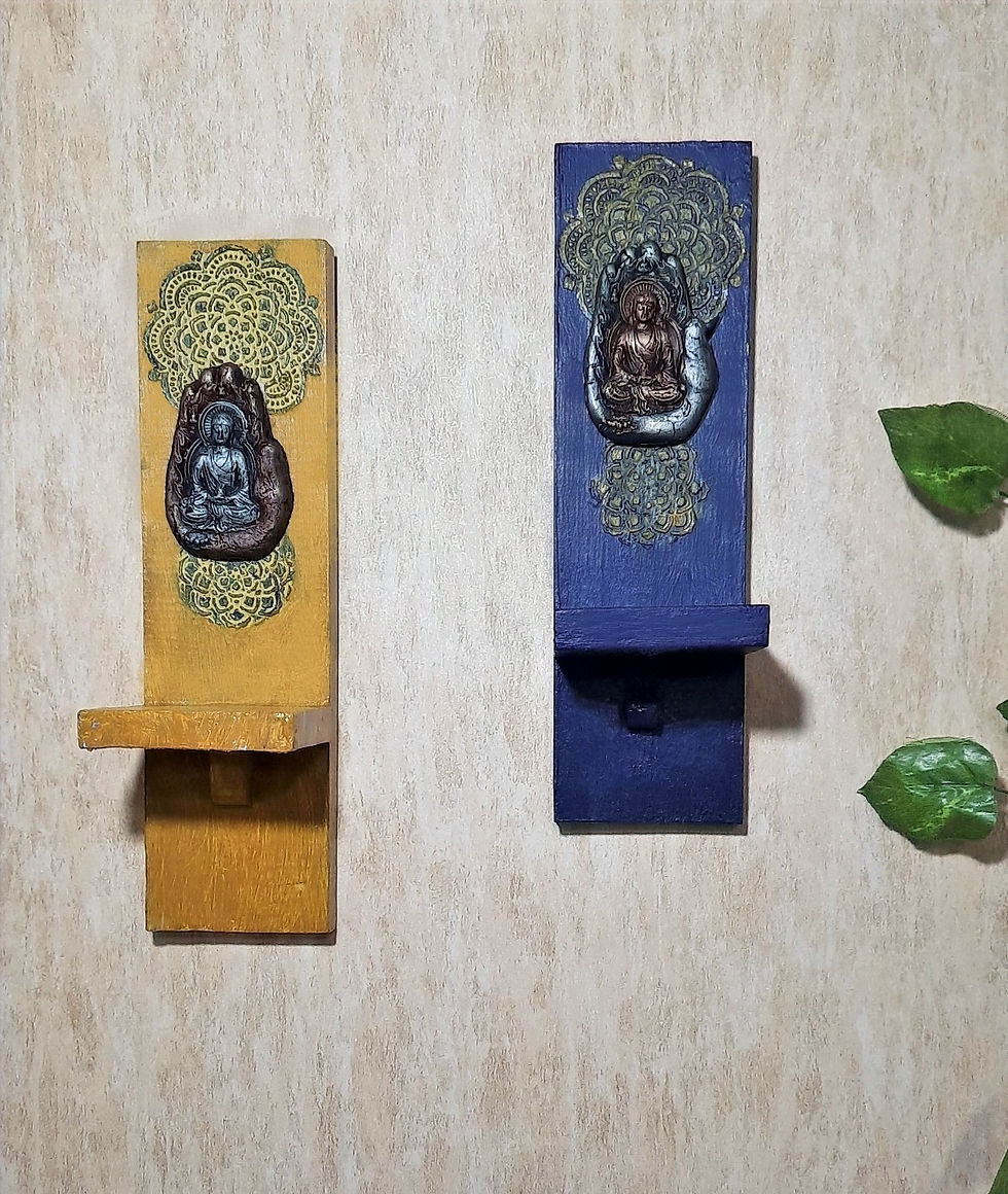 Thumbnail: Wall shelves with Hand made shri Ganesha Ji Art work marbleDust fusion (2Shelf