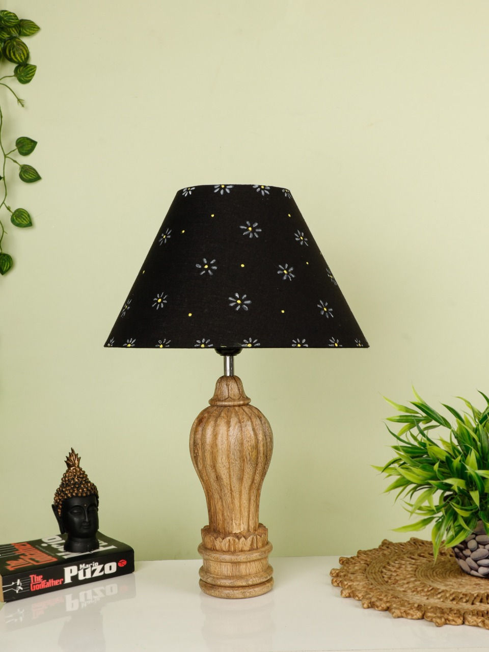 Thumbnail: Lamp Gada Pattern hand carved on premium wood (Natural Color)