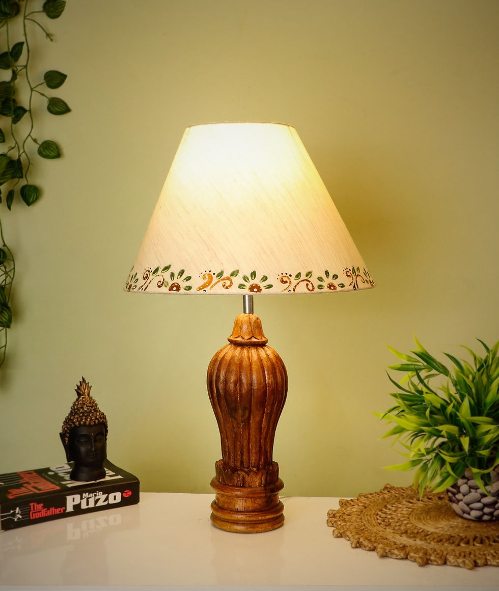 Thumbnail: Lamp Gada Pattern hand carved on premium wood (CoffeeWalnut Color)